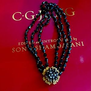 Signed Miriam Haskell Multi-strand Black Glass Vintage Necklace/Choker